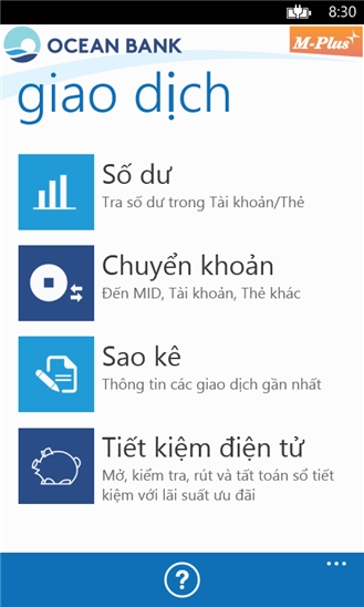 M Plus Banking for Windows Phone