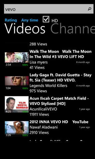 YouTube HD for Windows Phone